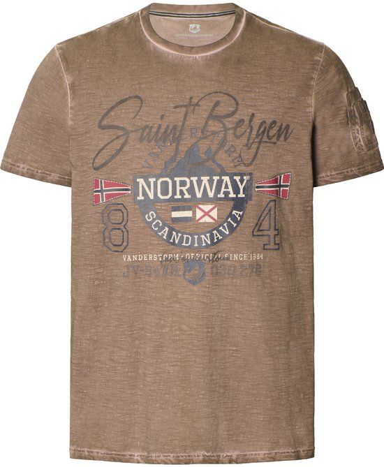 Jan Vanderstorm Heren T-shirt - Bruin - Maat 56/58