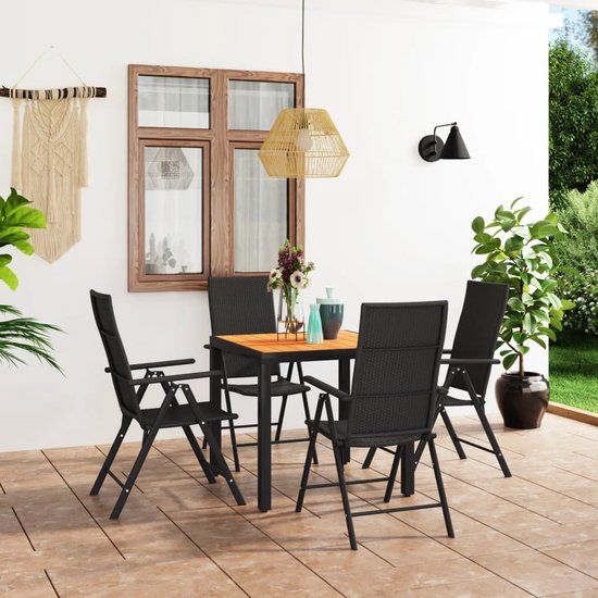 The Living Store Tuinmeubelset - PE-rattan - Aluminium frame - Zwart - 4 persoons