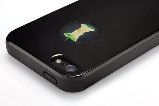 QDOS Custom Buttons Apples - Beschermende bedekking voor mobiele telefoon - thermoplastic polyurethaan (TPU) - zwart - voor Apple iPhone 5