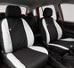 Auto Lupex Auto Accessori Autostoelhoezen compatibel met Panda vanaf 2012, Made in Italy, stof polykatoen, complete set (zwart - wit, 01 - volledige rugleuning achter)