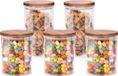 Alpina Pot de conservation/pot de stockage Foodking - set de 5 pièces - verre borosilicaté - 950/600 ml - verre/bois