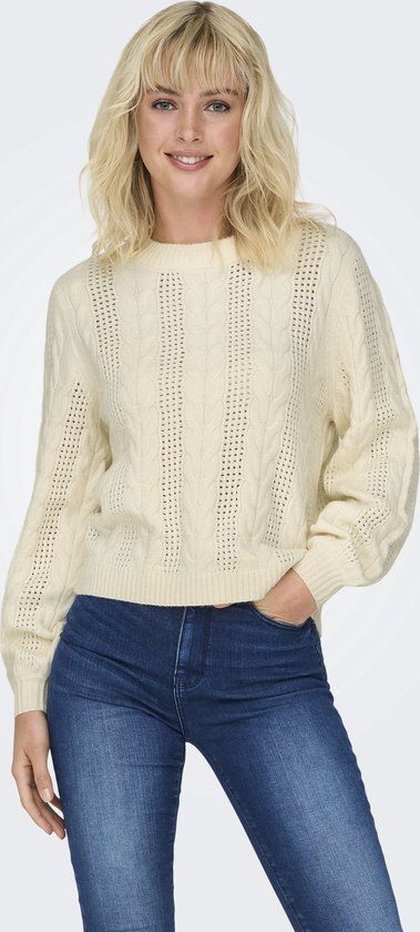 ONLY Onlrubina Ls Cable O-neck Knt Noos Trui Dames - Whitecap Gray - Maat M