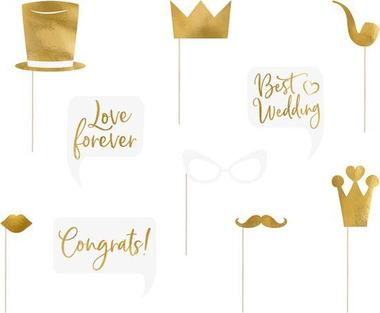 PartyDeco Wedding Goud - 10 stuks