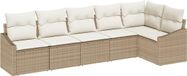 vidaXL Banc de jardin 6 pièces polyrotin beige/blanc