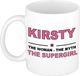Bellatio Decorations naam cadeau mok - Kirsty - Woman Myth Supergirl - koffiemok - 300 ml - collega - moederdag