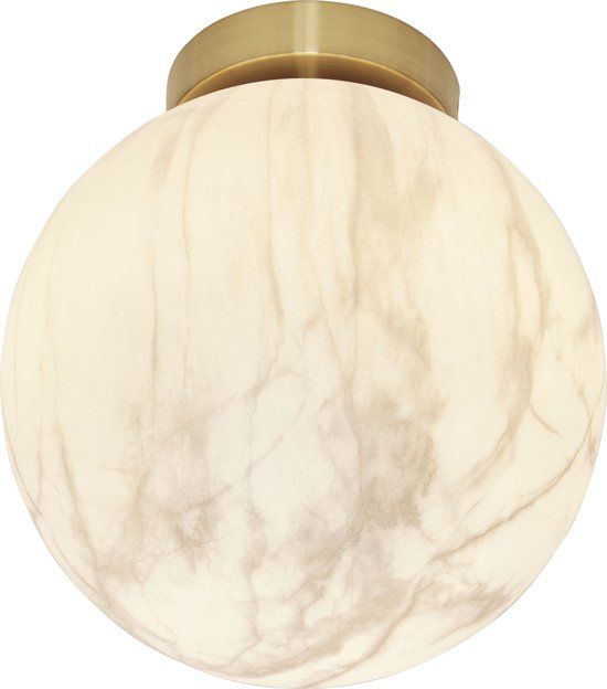 it's about RoMi Carrara Plafonnière - Wit Marmer/Goud - Ø22cm