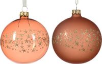 Decoris Kerstbal glas d8 cm rood koper a2 IV kerst