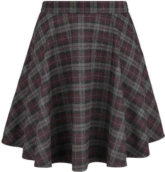Banned Retro Banned Rock Check Flared Dames Minirok - grijs/paars - XXL