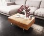 DELIFE table basse New, Live-Edge acacia naturel 80x60 cm 2 tiroirs pied acrylique