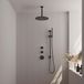 Brauer Doucheset Inbouw Rond Zwart 30cm Hoofddouche Plafondarm Staafhanddouche Glijstang