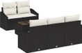 vidaXL Bankstel Zwart en crème poly rattan