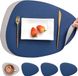 Merkloos Tapis de table et sous-verres en cuir, set de table imperméable double face tapis de cuisine tapis à café antidérapant lavable set de table et sous-verres (triangle rond, bleu gris)
