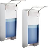 Merkloos Relaxdays Desinfectie dispenser - Set van 2 - 1000 ml - Elleboog - Zeep - Wandmontage - Hangend