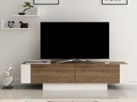 MATURAZI Meuble TV-HiFi 2 portes noyer/blanc avec étagères murales