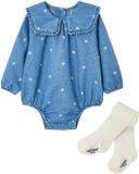 Vertbaudet Set babyromper met maillot stone