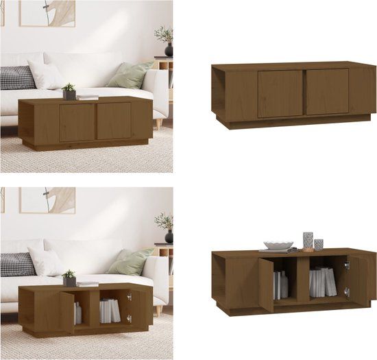 vidaXL Salontafel 110x50x40 cm massief grenenhout honingbruin