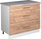 Vicco Keukenonderkast Fame-Line, Goudkleurig Eiken/Wit, 100 cm, WB Marmer
