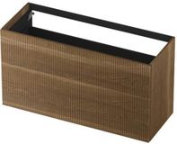 INK - Onderkast 2 Laden Push To Open Verticaal Gefreesd - 1200x450x650 Mm - Massief Eiken Aqua