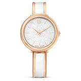 Swarovski Crystalline Bangle horloge, Swiss Made, Metalen armband, Wit, Roségoudkleurige afwerking