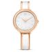 Swarovski Crystalline Bangle horloge, Swiss Made, Metalen armband, Wit, Roségoudkleurige afwerking