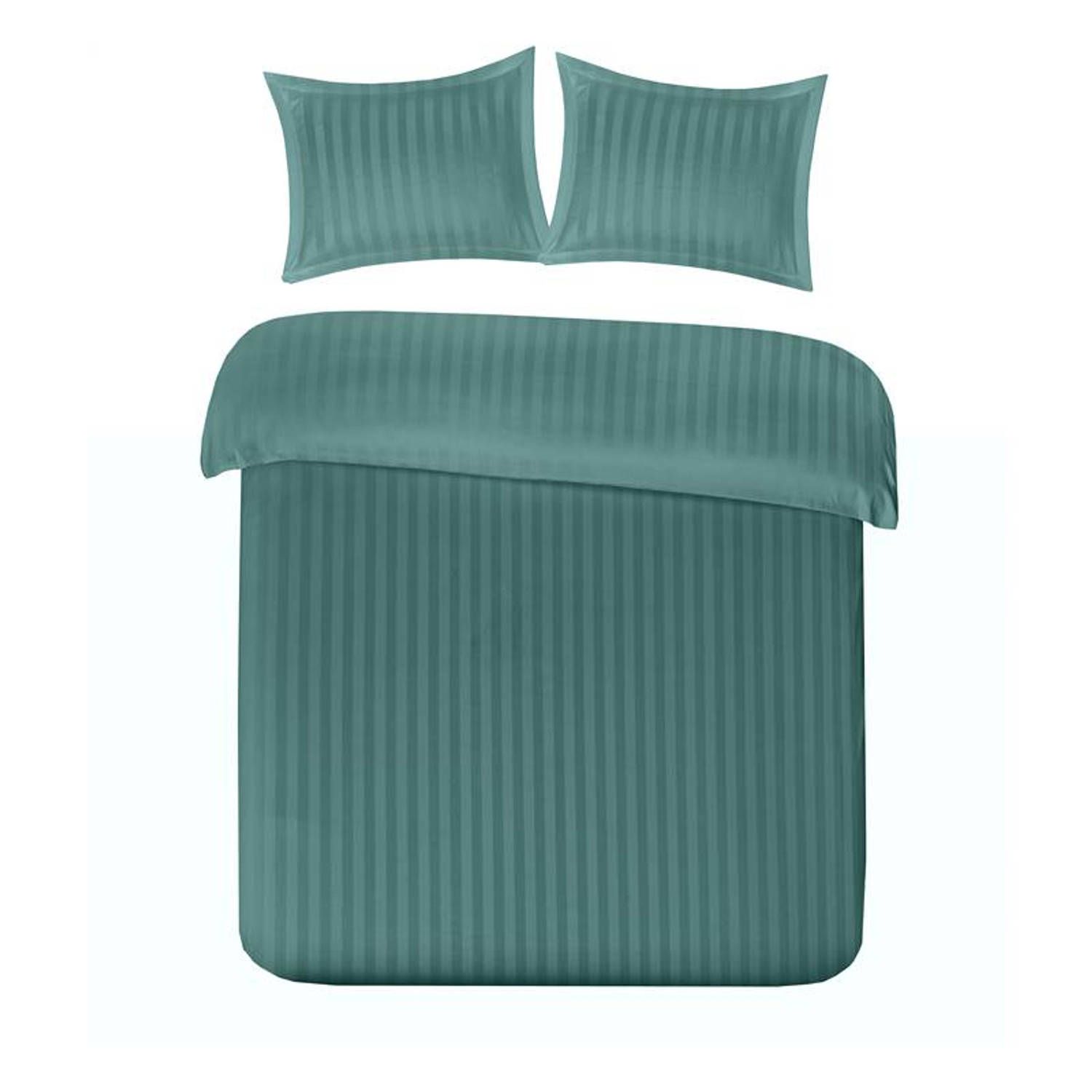 Papillon Satijn Streep Dekbedovertrek Lits-Jumeaux 240x200/220 - Donkergroen