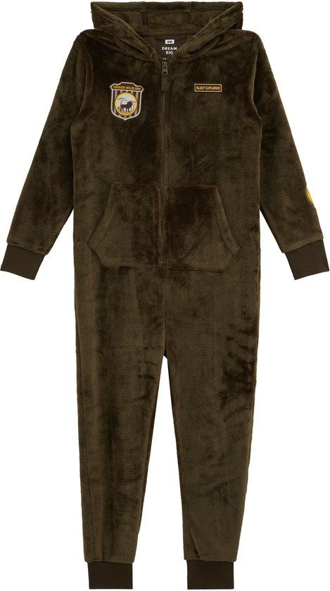 WE Fashion Jongens fleece onesie met patches