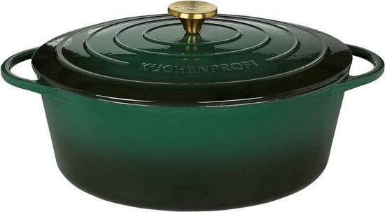 Küchenprofi Provence Braadpan - 33cm Ovaal - Racing Green - Gietijzer