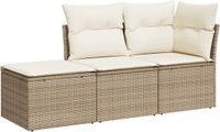 vidaXL 3-delige Loungeset met kussens, polyrattan, beige