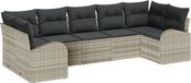 vidaXL Tuinbank - Set - 7 - st - Lichtgrijs - poly - rattan
