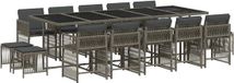 vidaXL 15-delige Tuinset met Kussens, Poly Rattan, Grijs