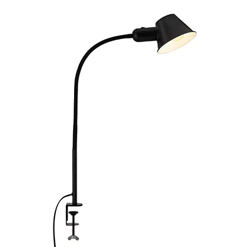 Briloner - Klemlamp flexibel, bureaulamp verstelbaar, toggle schakelaar, 1x E27 fitting max. 10 watt, incl. kabel, zwart, 65 cm