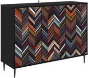 vidaXL Dressoir OMMEN Zwart eiken 102 x 33 x 76 cm Bewerkt hout