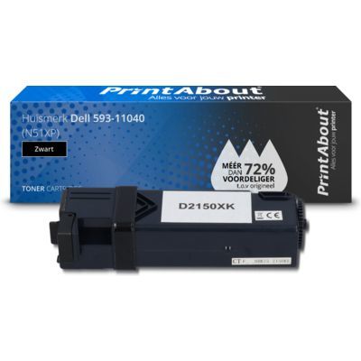 PrintAbout Huismerk Dell 593-11040 (N51XP) Toner Zwart - Compatibel - Zwart - 3500 pagina's
