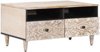 vidaXL Salontafel Wit 80 x 54 x 40 cm Massief Mango Hout