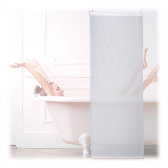 Relaxdays Douche Rolgordijn - Wit - Waterafstotend - 60x240cm
