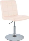 CLP Ricky Chaise de salle à manger - Pivotant et réglable en hauteur - Base chromée - Design moderne - Similicuir/crème