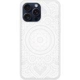 Apple iPhone 15 Mandala blanc Verstevigd hoesje met sublimatie bedrukking