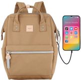 Himawari Sac à dos femme - Marron - Polyester - Étanche - Avec port USB