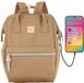 Himawari Sac à dos femme - Marron - Polyester - Étanche - Avec port USB