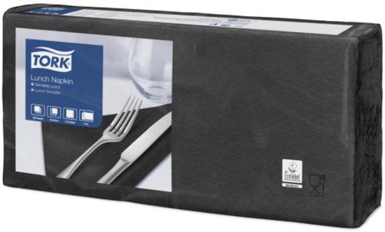 Svenska Cellulosa Aktiebolaget SCA Tork tissue servet 33x33cm 2-laags 1/4-vouw zwart 10x200