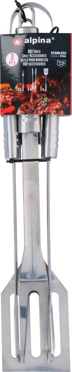 Alpina BBQ Accessoires - Barbecuegereedschapset - 3-Delige Set - RVS