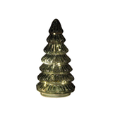 Anna's Collection Sapin de Noël verre 10led sur pile avec minuterie 18.5x9.5 cm vert