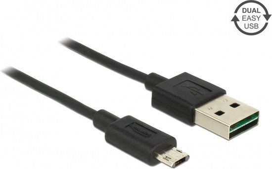 Delock Easy-Micro USB naar Easy-USB-A kabel - USB2.0 - 2m - Zwart