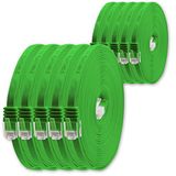 0.25m- Cat6kabel 0.25m - groen - 10 stuks - Cat.6 platte netwerkkabel Cat6kabel ultra platte Cat.6 patchkabel 1000 Mbit/s Gigabit LAN (RJ45) plat slank micro