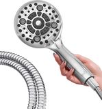 Merkloos Hogedruk Handheld Douchekop 6-instelling - Hoge Stroom - Set met 59 ″ RVS slang Teflon Tape Rubber Ringen - Chroom