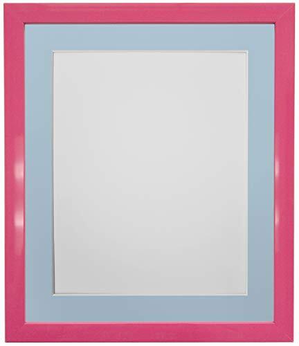 FRAMES BY POST 0.75 Inch Roze Foto Frame met Blauwe Mount A4 Beeldgrootte 9 x 6 Inch Plastic Glas