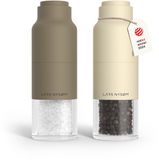 LARS NYSØM Omvendt Zout- en Pepermolenset handmatig - Roestvrij Staal - Verstelbare maalgraad (Taupe Brown/Almond Beige)