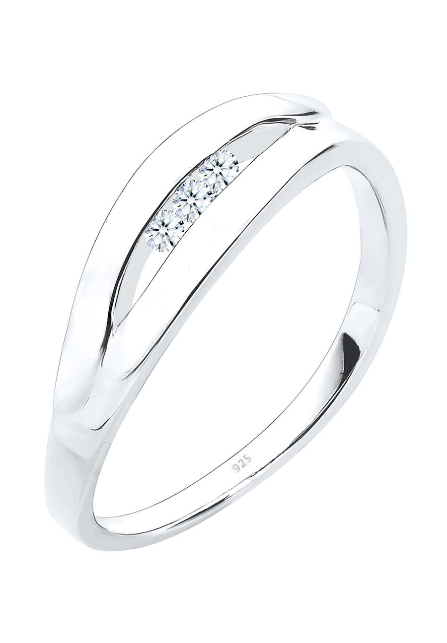 Elli DIAMONDS Elli DIAMONDS Elli DIAMONDS Ring Dames Klassiek Trio Diamant (0.09 ct.) in 925 Sterling Zilver Ringen