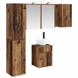 vidaXL Badkamerkast - set - 5 - st - Oud - hout - Bewerkt - hout