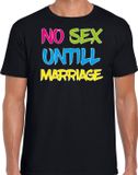 Bellatio Decorations Foute party t-shirt heren - no sex untill marriage - zwart -carnaval/themafeest XL